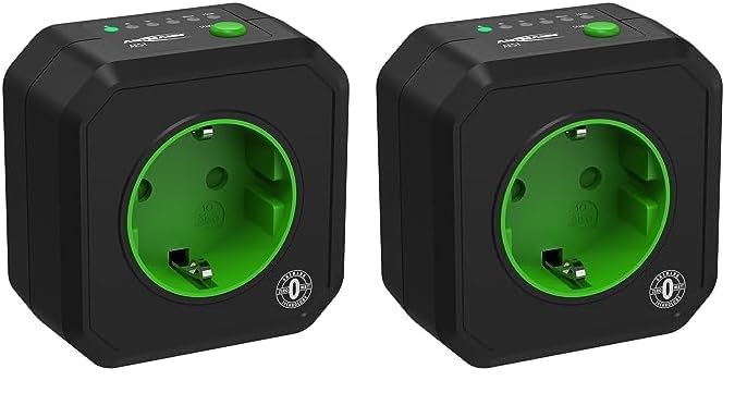 ANSMANN Timer Steckdose -Schaltbare, kompakte Energiespar Steckdose mit Countdown Timer für innen, Weihnachtsdeko, kein Standby Verbrauch, schwarz, 2500W (Packung mit 2)