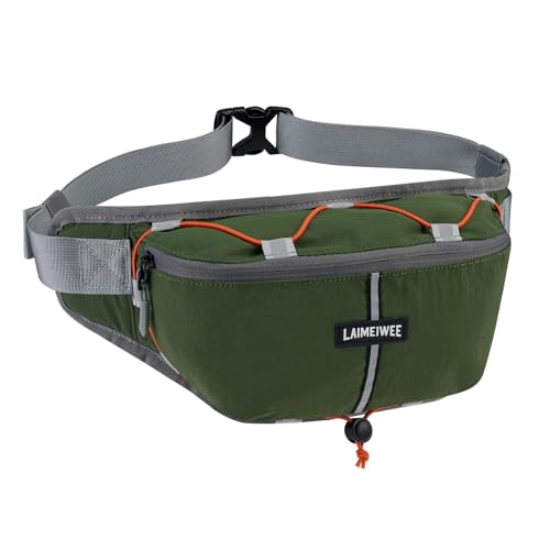 LAIMEIWEE Fanny Pack for Women Men Water-Resistant Travel Waist Pack with RFID Blocking Wide Opening Crossbody Belt Bag for Phone Passport Small Hip Pack for Running Hiking WorkoutGreen