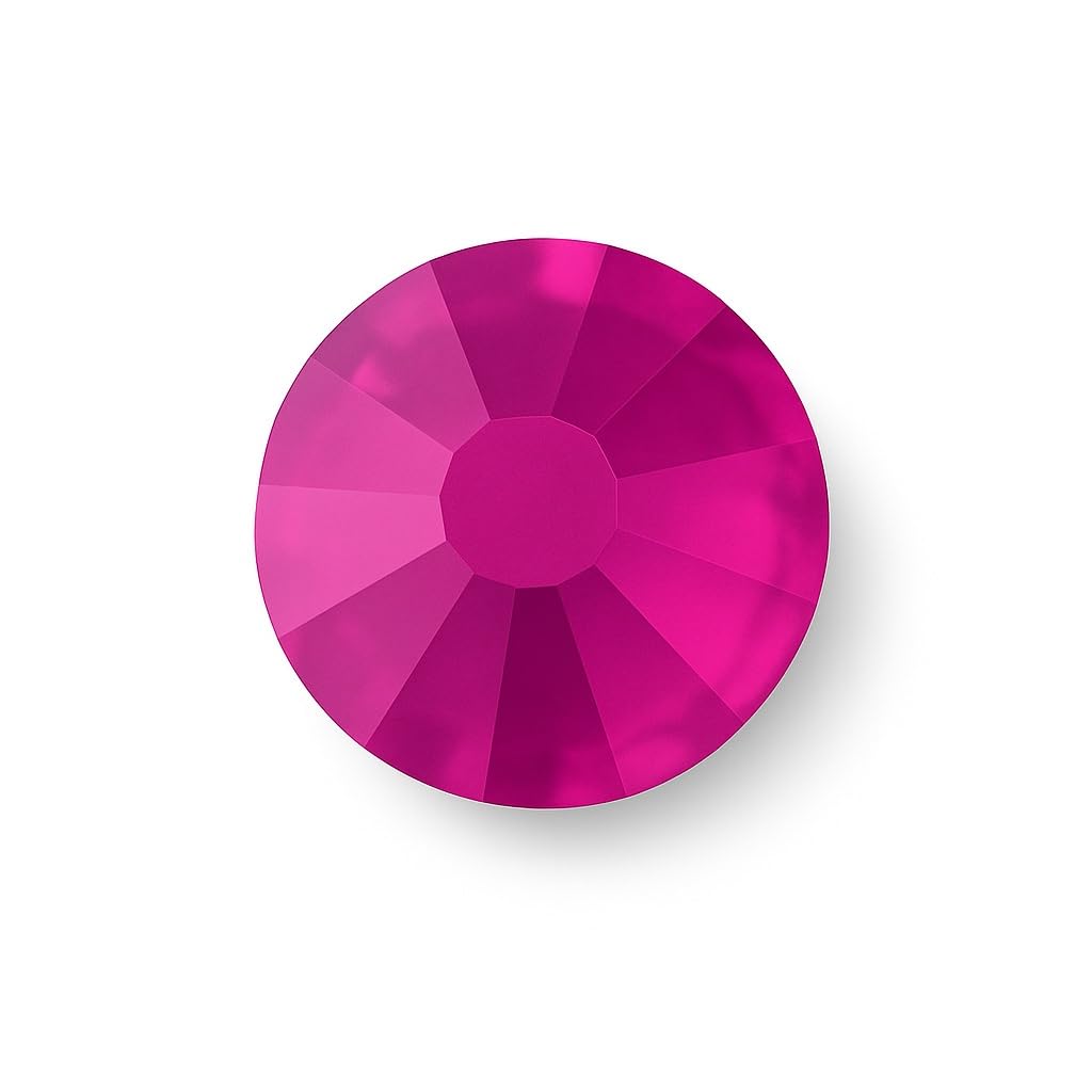 Pack of 100 - EIMASS Cut Glass Flat Back Gems - Non Hotfix Rhinestones - Flat Back Crystals - Foiled Back Diamante (Fuchsia ss30 (6.5mm))