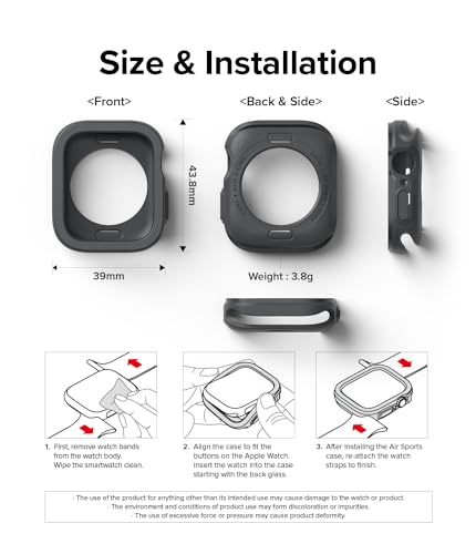 Image of Ringke Air Sports Compatible with Apple Watch 9 /8 /7 41mm Case, 4 /5 /6 /SE 40mm Case, Soft Flexible Rugged TPU Raised Bezel Frame Protective for 41mm / 40mm - Dark Gray
