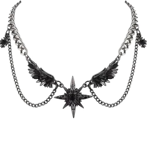 Joddfly Gothic Dark Style Winged Star Tie Neck