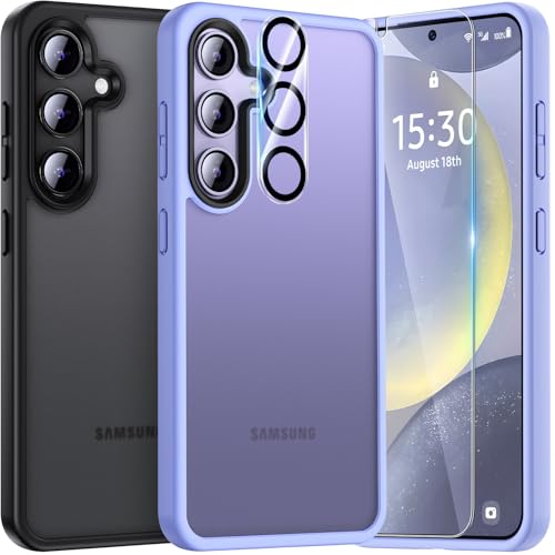 UniqueMe für Samsung Galaxy S24 Ultra Hülle, 5-in-1-Set Handyhülle für Samsung S24 Ultra Case Rundumschutz Schutzhülle Cover,1 Handyhülle & 2 Schutzfolie & 2 Kameraschutz - Transparent