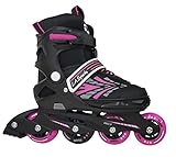 Passgenauer Sitz und guter Halt der Rollerskates durch Verschluss-System mit Schnell-Schnürung, Power Strap und Sicherheitsschnalle