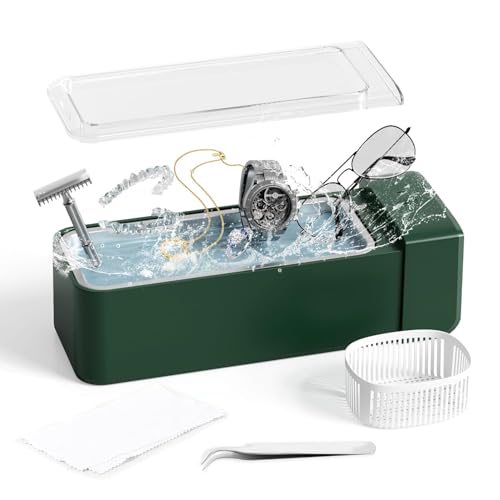 ROLWAY Limpador de dentaduras, limpador ultrassônico de retentor de 590 ml, limpador de joias profis