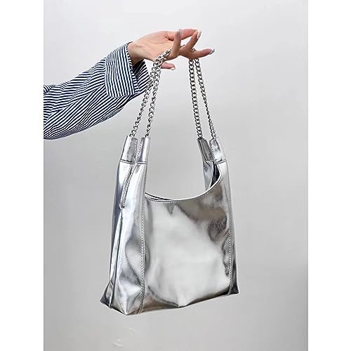 Bolso Tote Plateado de Cuero Sintético para Mujer miniatura 2