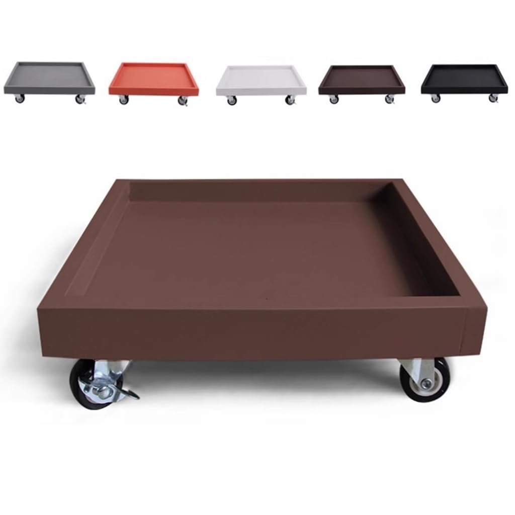 Heavy Du - Carrito cuadrado para plantas con ruedas, 22 cm para macetas, bandeja versátil para platillo, herramienta de jardín para uso doméstico y exterior (marrón)
