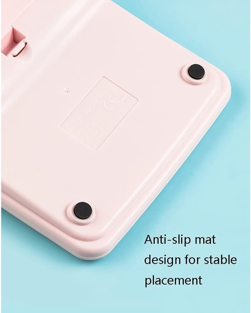 Desktop Calculator 12 Digit with Large LCD Display and Sensitive Button, Solar and Battery Dual Power, Standard Function for Office, Home, School Big Sensitive Button (Color : Pink) (Pink)