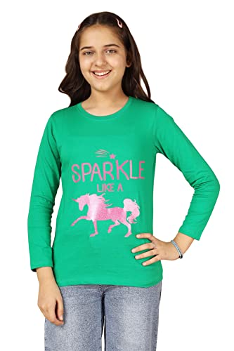 Image of KYDA KIDS 100% Cotton Girls Full Sleeve Printed T-Shirt,Regular fit Round Neck Tops