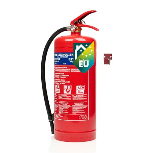 Smartwares Powder Extinguisher, 6 kg, for ABC Fires, Suitable for Vehicles and Homes, with mounting Bracket