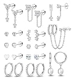 Adramata Pendientes Mujer Acero Inoxidable Aros Plata Oro Pendiente de Aretes Hipoalergenicos Pendiente Colgantes de Cadena Conch Tragus Helix Piercing Oreja Pendientes Mujer Oro Plata