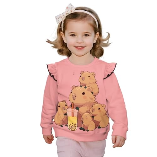 Uourmeti Crewneck Ruffle Shoulder T-Shirts for Girls Cute Clothes Activewear Sweatshirts