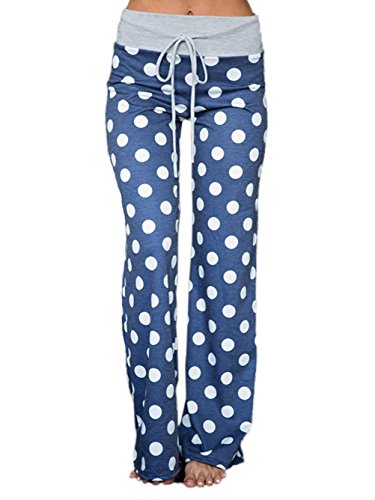 Image of iChunhua Women's Comfy Stretch Floral Print Drawstring Palazzo Wide Leg Lounge Pant