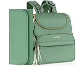 LASUK Diaper Bag Backpack, 22L Large Quilted Small Baby Bag with Changing Pad & Pacifier Case, Stroller Hooks, Easy-Access Baby Essential, Maternity Travel Backpack Unisex, Green