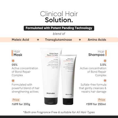 Image of Minimalist Bond Repair Shampoo for Damaged & Chemically Treated Hair | Maleic Acid + Amino Acids + Ceramides | Strengthens Hair, Reduces Breakage | Sulfate-Free Repair Care | 100 ml