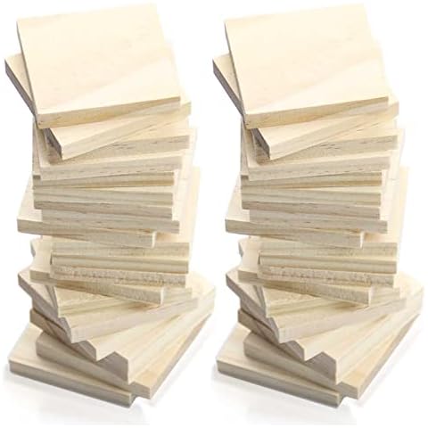 Jyongmer 30PCS Wooden Squares for Crafts, 1/4 Inch Thick Wooden Blocks, Natural Blank Square Blocks Unfinished Wood Blocks for DIY Crafts, Engraving, Wood Burning, Painting (3 x 3 inch) Cover
