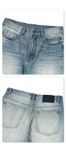 Men's Retro Light Color Straight Loose Casual Washed Skinny Jeans2