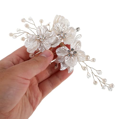 Tocado para boda con perlas para peinado de dama de honor y niñas 4