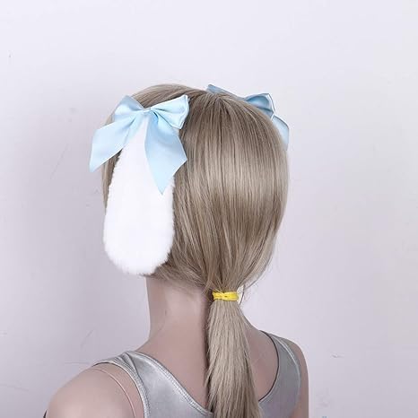 Par de pinzas para el cabello con orejas de conejo azul miniatura 3