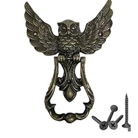 Owl Door Knocker – Heavy Duty Iron Door Handle with Antique Finish, 5.5\" x 8\" Vintage Front Door Knocker for Garden, Wooden House, Farmhouse & Home Décor