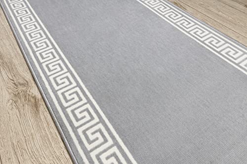 Alfombra de pasillo morad grek estilo moqueta gris con estampado griego, 60x500 cm 5