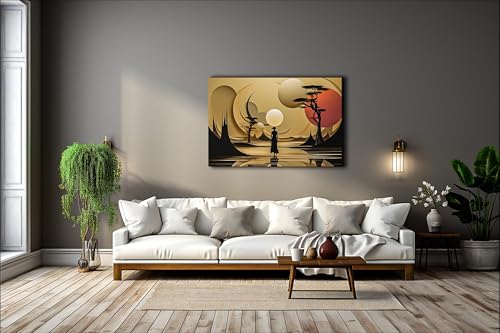 Art mural safari moderne de qualité supérieure texturé or - 2