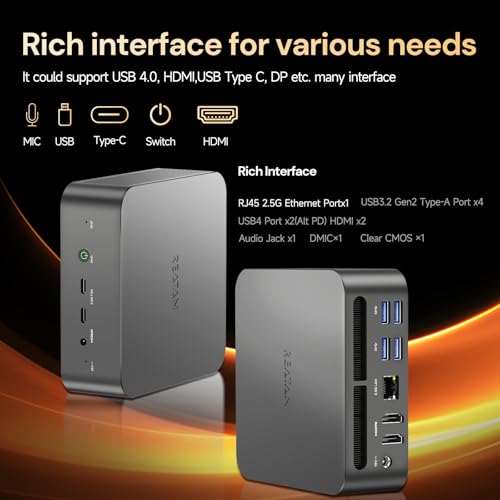 Image of Reatan Mini Gaming PC AMD Ryzen 9 7940HS 32GB DDR5 1TB SSD 5600 MHz RAM, Desktop Mini Computers, Radeon 780M Graphics, 2.5Gbps LAN, HDMI 2.1,USB4, 8K USB 4.0 Wi-Fi 6E /BT5.3