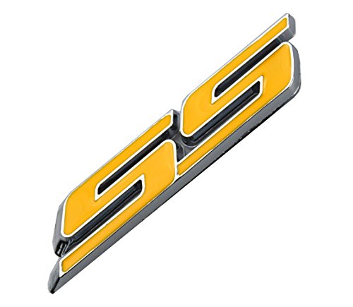 Image of Aimoll 2pcs SS Emblems ABS Sticker 3D Logo for Impala Cobalt Camaro 2010 2011 2012 2013 2014 2015 2016 2017. (Yellow)