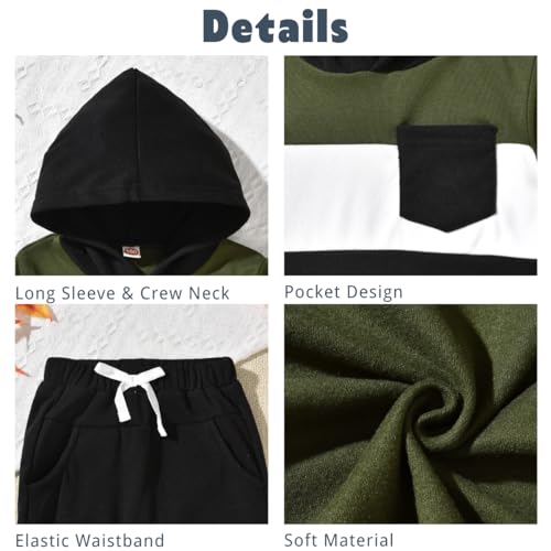 Aalizzwell Toddler Boys Fall Winter Sweatsuit Hoodie Outfit4