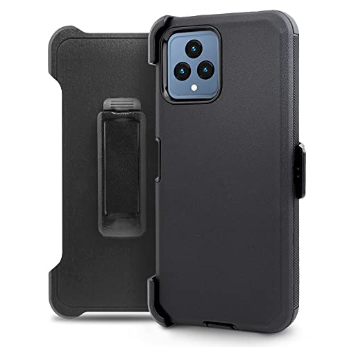 Thousand Gear for T-Mobile Revvl 6X 5G Phone Holster Phone Case with Built-in Screen Protector Swivel Belt Clip Heavy Duty Full Body Protection Shockproof Kickstand Cover (Black)