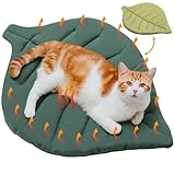 Oudain Self Warming Cat Bed Mat 26 x 20 Inch Leaf Shaped Self Heating Pad Blanket Pet Cotton Thermal Warm Soft Pad Mat for Feral and Indoor Cats Dog, Washable Kitty Puppy Mattress for Home Sofa Crate