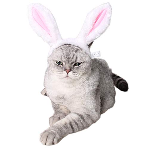 LERTREEUK Weihnachts-Haustier-Stirnband Flauschige Hasenohren Stirnband Osterparty Welpen Kopfbedeckung Zubehör für Katze Hund (S)