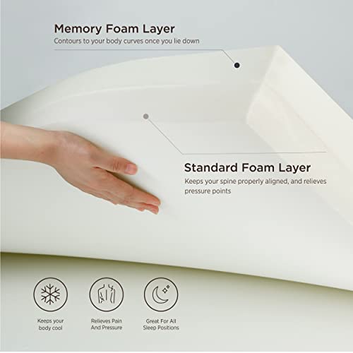 Bedsure 4 inch Memory Foam Mattress Topper Twin Extra Long S Curve