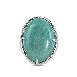 Natural Stone Rose Quartz Agate Amethyst Turquoise Adjustable Finger Rings Semi Precious Oval Shaped Gemstone Anniversary (Import Amazonite)