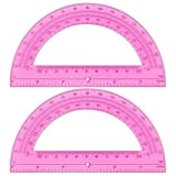 Unjoo Plastic Protractor Math Protractors 180 Degrees for Geometry Classroom Student School Office Supplies, 6 Inch, Pack of 2 (Pink)