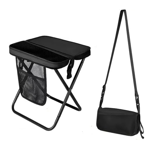 Jiahuade Taburete Plegable Portátil,Taburete Plegable de Camping,Taburete Plegable para Exterior 31 cm,Taburete Plegable Compacto,Pequeña Silla Plegable,para Acampar,Pescar,Viajar (Negro)
