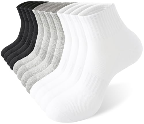 Image of Womens Ankle Socks Cotton Mini Crew Cushioned Running Workout Socks 6 Pairs