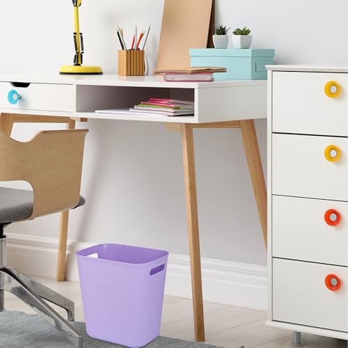 Image of UUJOLY Plastic Small Bathroom Trash Can Wastebasket, 3.5 Gallon, Purple | Compact Sturdy Garbage Can for Bathroom, Laundry Room, Kitchen, Office, Kids Room, Dorm, Durable, Easy to Clean