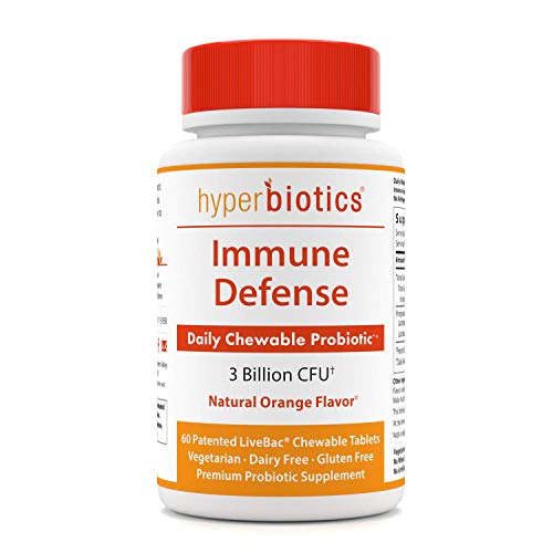 Hyperbiotics Immune Defense Probiotic | Probiotics for Women, Men, Adults | Digestive Health, Immunity Support Supplement |Orange Chewable Capsules, 60 Count