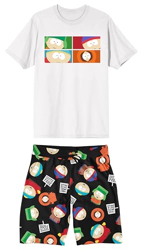 Bioworld South Park Main Character Grid Men's 2-Pack T-shirt & Lounge Short Sleep Set