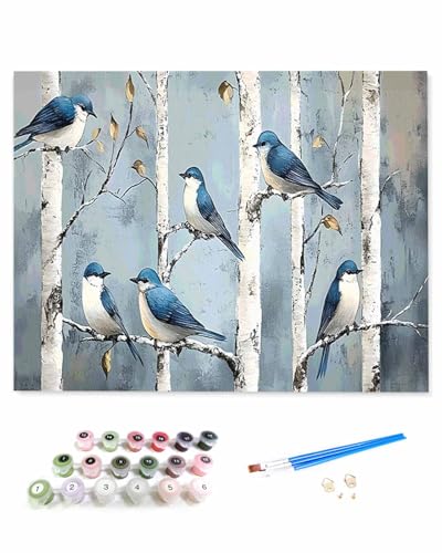 VamJump 数字油絵 手塗り 油絵 動物 手描き 春 近代主義 鳥 DIY絵 初心者 時間をつぶす 壁飾り アートクラフト 絵画手芸キッ 絵の具をつける 塗りつぶし掛け 30x40cm