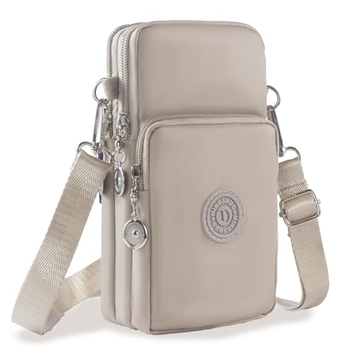 JANKS Bolso Bandolera Pequeño para Mujer, Nailon Bolso de Teléfono Móvil con Puerto para Auriculares, Correa Ajustable, Compatible con Móviles Hasta 7"