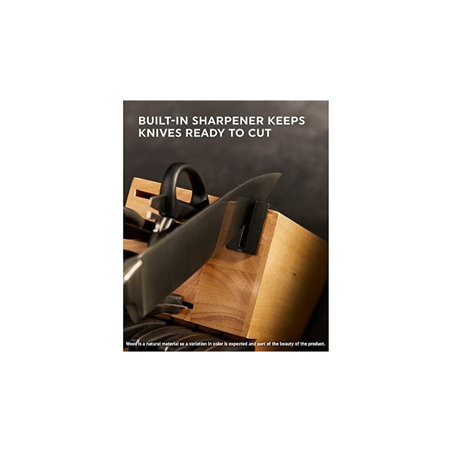 Chicago Cutlery Ellsworth (13-PC) Kitchen Knife Block Set With Wooden Block & Built-In Sharpener, Ergonomic Handles and Stainless Steel Professional Chef Knife Set & Scissors With Bottle Opener