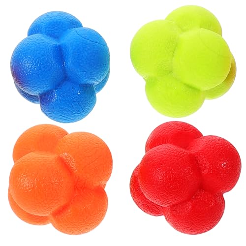 KICHOUSE 4pcs Hexagonal Reaction Ball TPE Reflex Trainer for Speed and Agility Training Engaging Colors for Indoor and Outdoor Use for Athletes