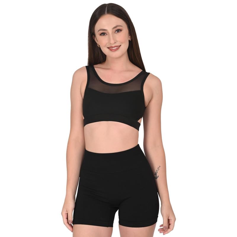 saklana Women's Cotton Blend Non-Padded Wirefree Medium Impact Full Cup Daily Workout/Gym Wear Sports Bra-picture-12