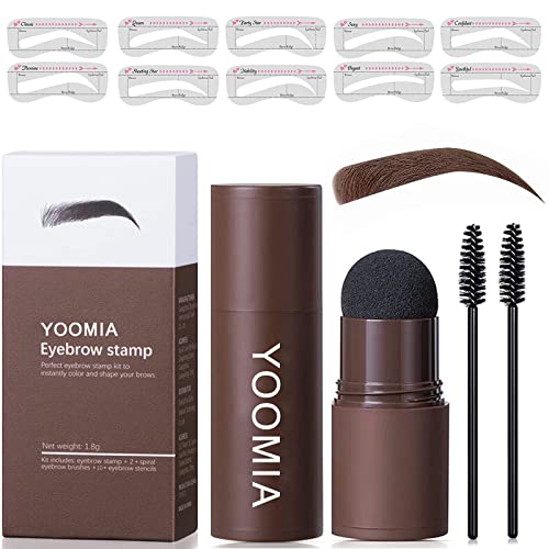 Eyebrow Stamp Stencil Kit One Step Brow Stamp Shaping Kit Definer Powder Waterproof Long Lasting Eyebrow Stamp Color Makeup For Eyebrows Hairline Shadow Powder Stick For Women (Dark Brown)