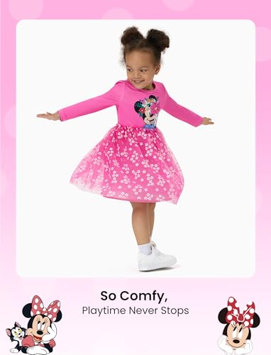 Image of Disney Princess Frozen Elsa Minnie Stitch Toddler Girl Tulle Tutu Dress Ruffle Sleeve Mesh Summer Birthday Party Clothes 2-9Y