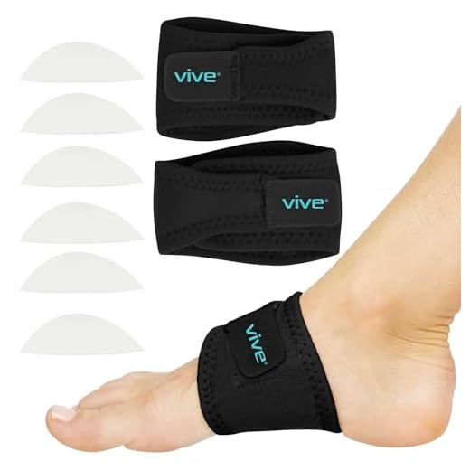 Vive Arch Support Brace (Pair) - Plantar Fasciitis Gel Strap for Men, Woman - Orthotic Compression Support Wrap Aids Foot Pain, High Arches, Flat Feet, Heel Fatigue - Insert for Under Socks (Black)