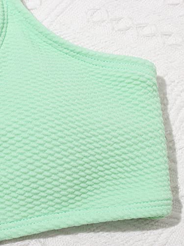 OYOANGLE Girl's 3 Piece Swimsuit Sets Solid Spaghetti Strap Bikini Swimsuit with Beach Skirt3