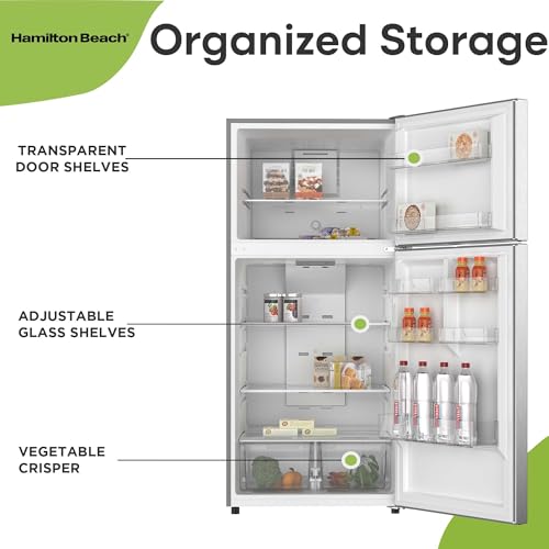 HAMILTON BEACH, Frost Free Top Mount 2 Door Apartment Size Refrigerator with Freezer, STAINLESS, 18 CU FT - Image 4
