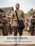 PANASIAM Schulterbeutel Damen & Herren, große & leichte Baumwolltasche, Umhängetasche mit Reißverschluss, Unisex Schultertasche, mittelgroße Tasche, schwarz